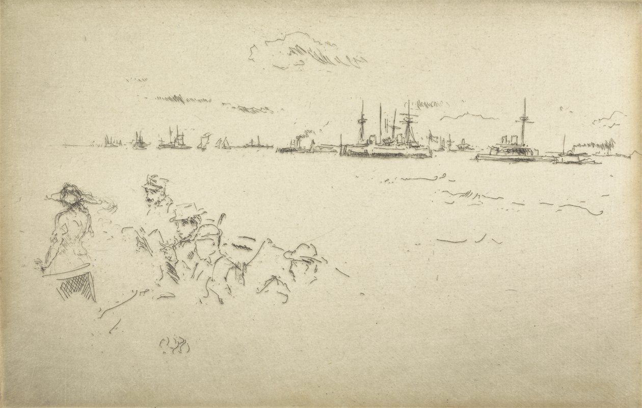 モニター、1887年の「海軍の復習」と題された12のエッチングセット 作： ジェームズ・アボット・マクニール・ウィスラー