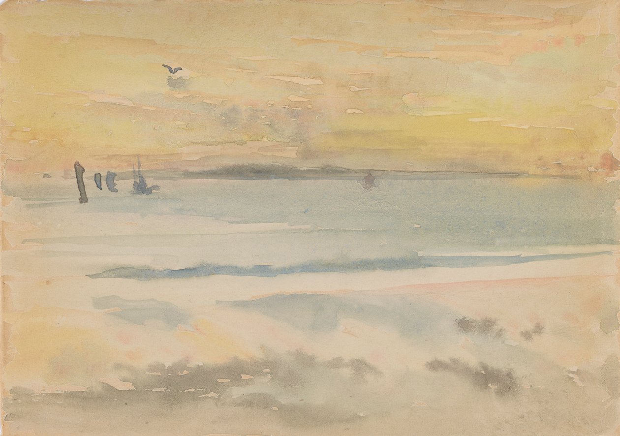 セント・アイヴス：サンセット、1883～1884年。 作： ジェームズ・アボット・マクニール・ウィスラー