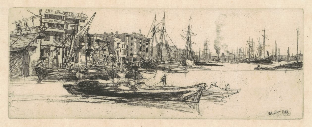 テムズ・ウェアハウス、1859年 作： ジェームズ・アボット・マクニール・ウィスラー
