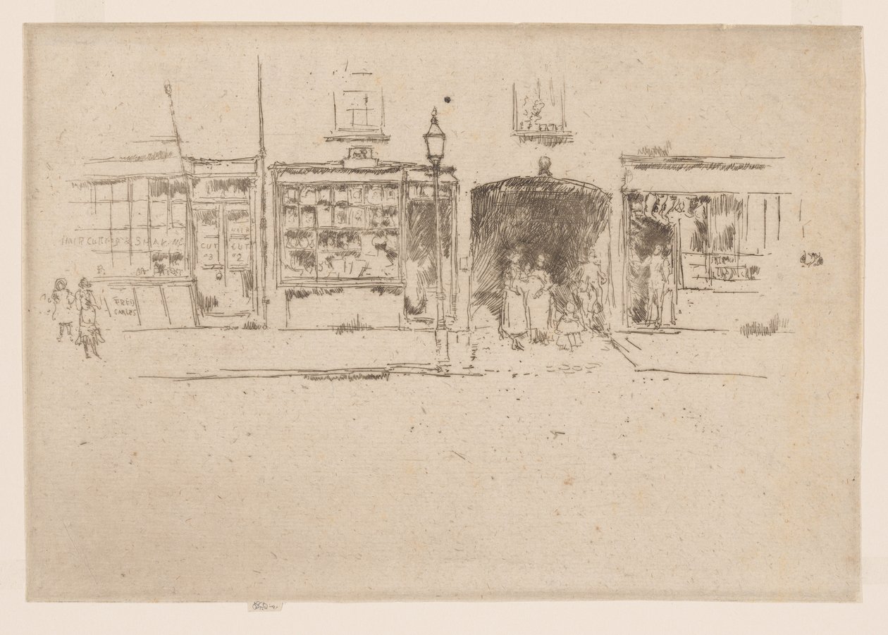 理髪店、チェルシー、1886-88年頃（エッチング、インク、紙） 作： ジェームズ・アボット・マクニール・ウィスラー