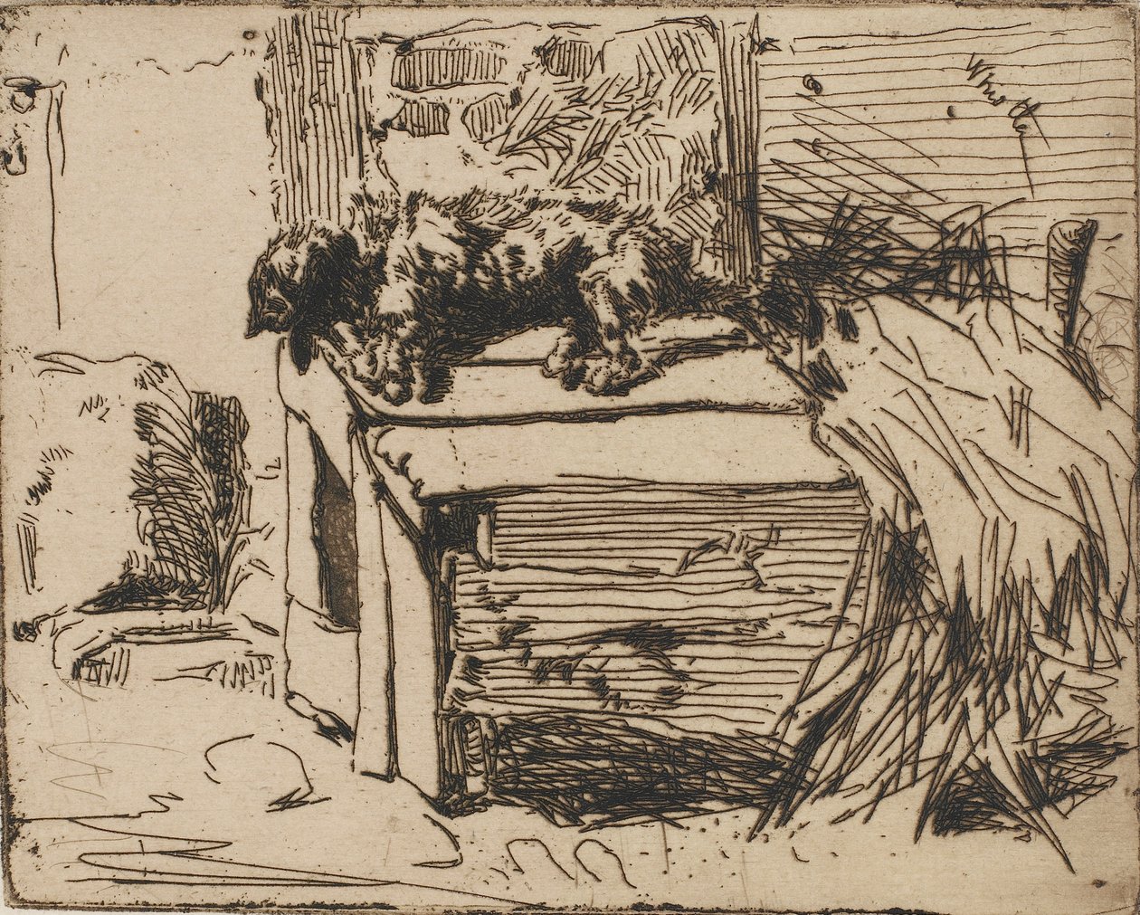 犬小屋の上の犬」1858年 作： ジェームズ・アボット・マクニール・ウィスラー