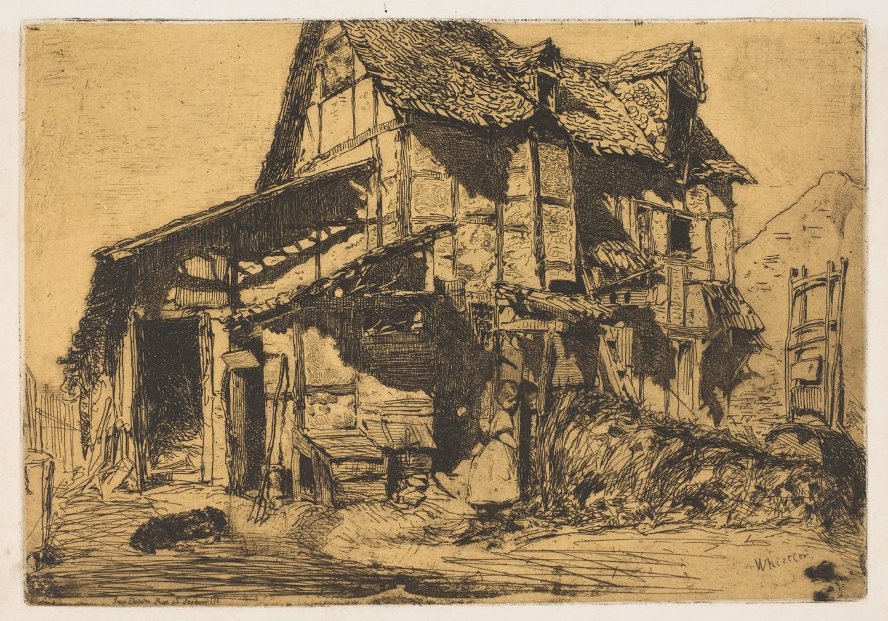 安全でない長屋 古い農場、1858年。 作： ジェームズ・アボット・マクニール・ウィスラー