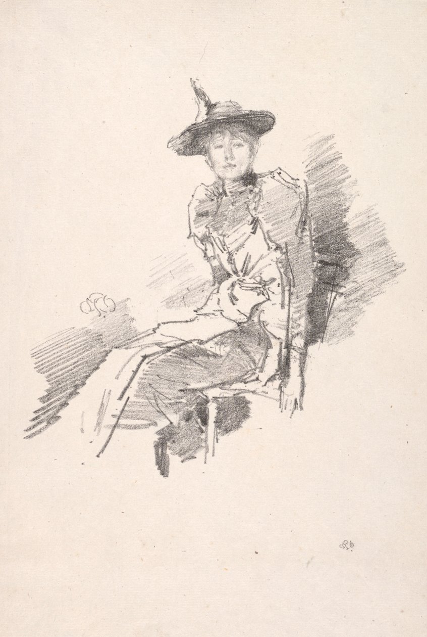 翼のある帽子、1890。 作： ジェームズ・アボット・マクニール・ウィスラー