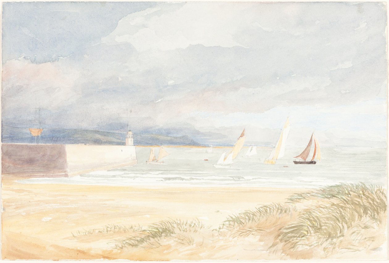 Shore Scene with Sailboats ポートランド（ドーセット州） 18221839年 作： ジェームズ・ブルワー