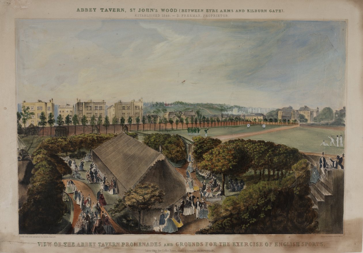 修道院の居酒屋と遊園地の眺め、バイオレットヒル、メリルボーン、c.1870 作： ジェームズ・D・バーネット