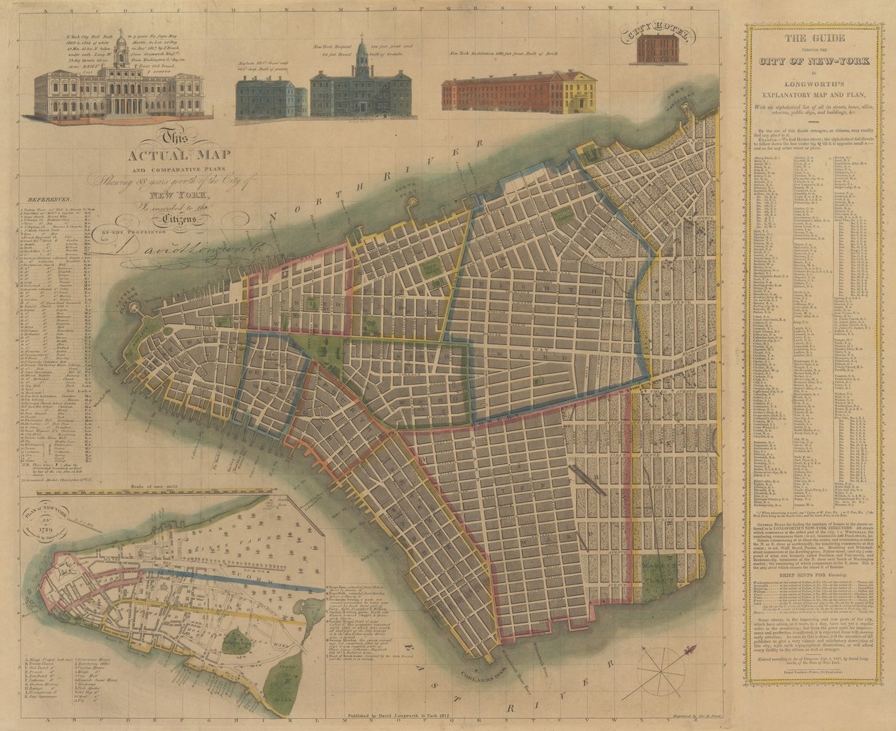ニューヨーク市: ロングワースの説明地図と計画、1817 年。 作： ジェームズデフォレストスタウト