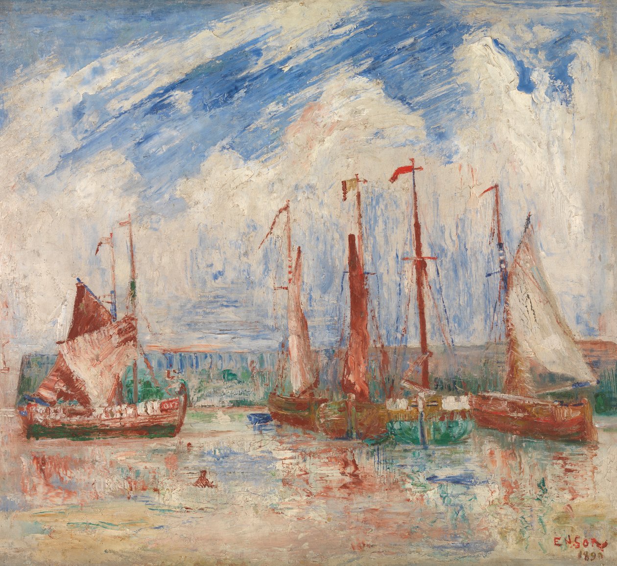 Porto de Ostende, c.1900-04 (óleo sobre tela) 作： ジェームズ・アンソール