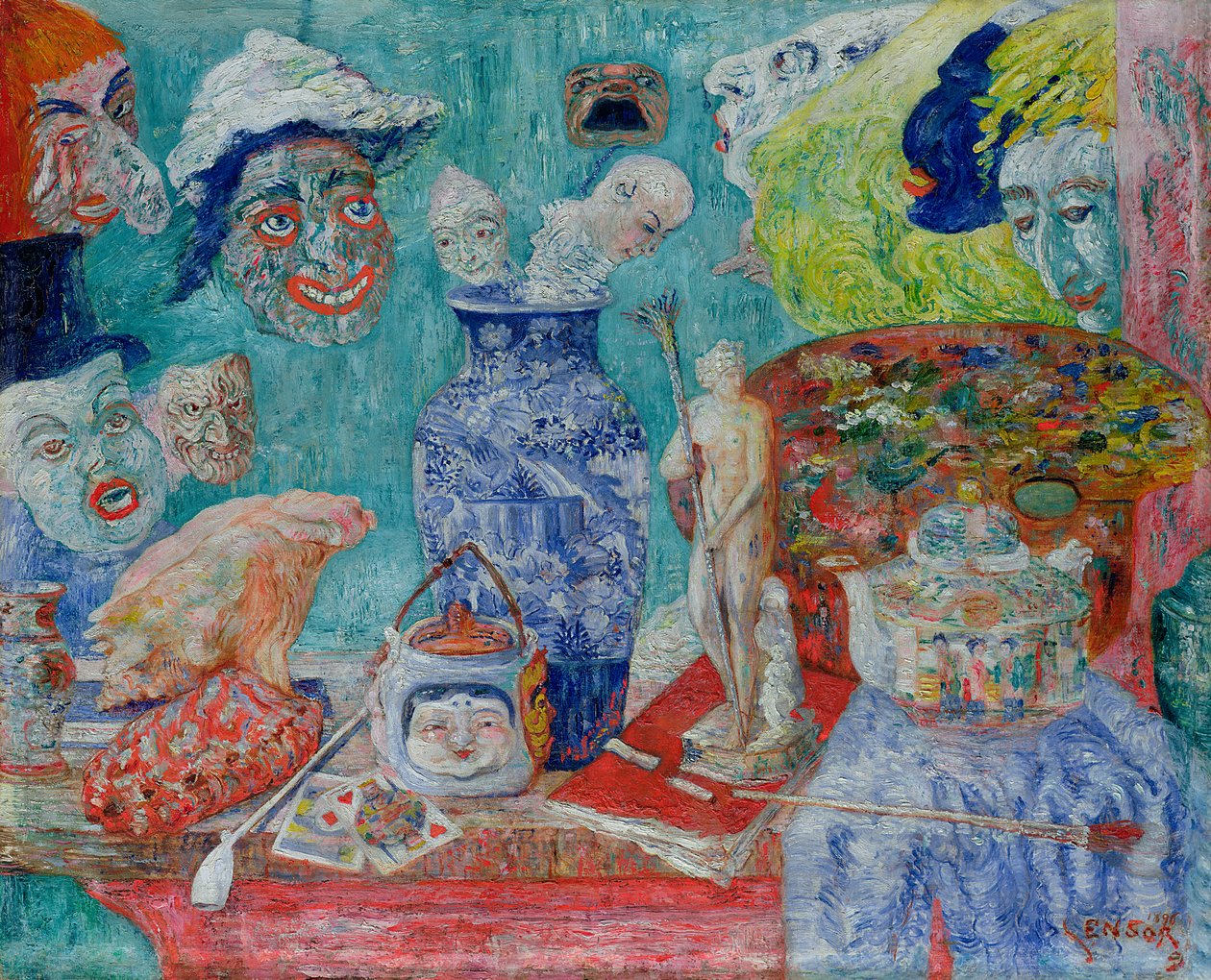 Natureza morta com máscaras (Bric-a-Brac) 1896 (óleo sobre tela) 作： ジェームズ・アンソール