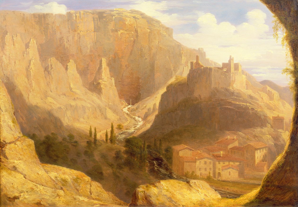 イタリアの丘の町、1831 作： ジェームズ・ジャイルズ