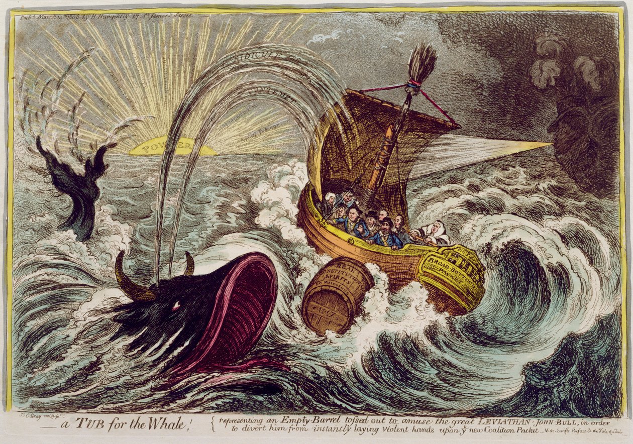 クジラの浴槽！ 1806年にハンナハンフリーによって発行された（手描きのエッチング） 作： ジェームズ・ギルレイ