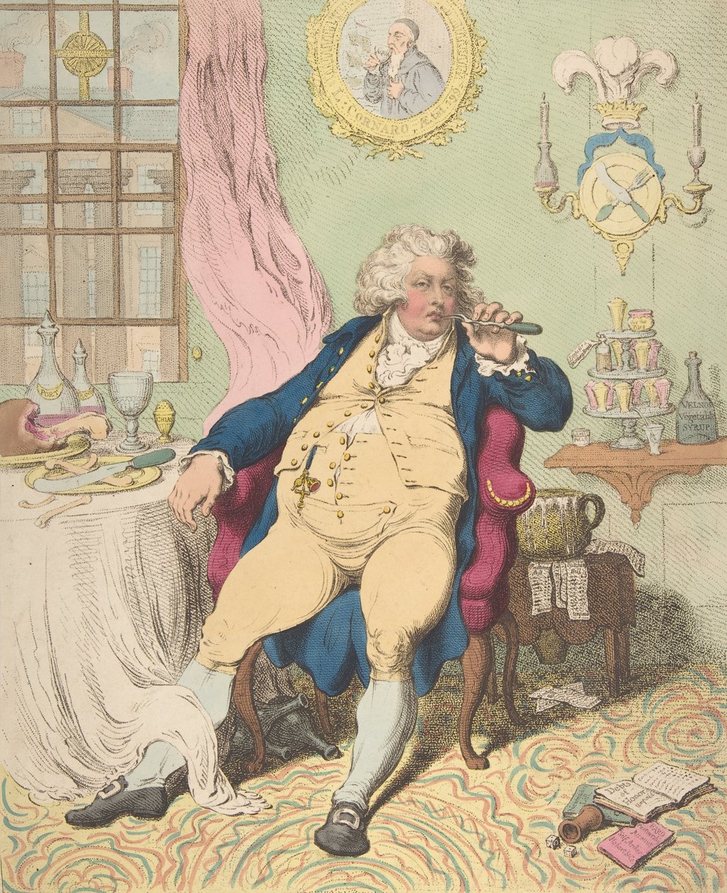 A Voluptuary Under the Horrors of Digestion, July 2, 1792., July 2, 1792. 作： ジェームズ・ギルレイ