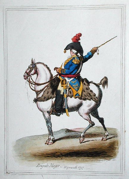 ハンナ・ハンフリーが1797年に出版した「Brigade Major」（手彩色のエッチング） 作： ジェームズ・ギルレイ