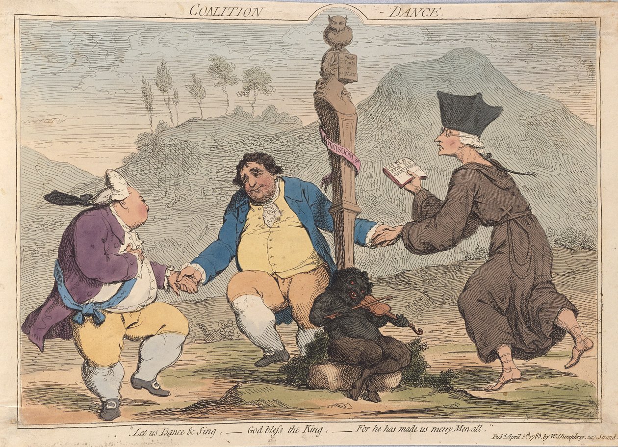 連合ダンス、パブ。 1785（手書きの彫刻） 作： ジェームズ・ギルレイ
