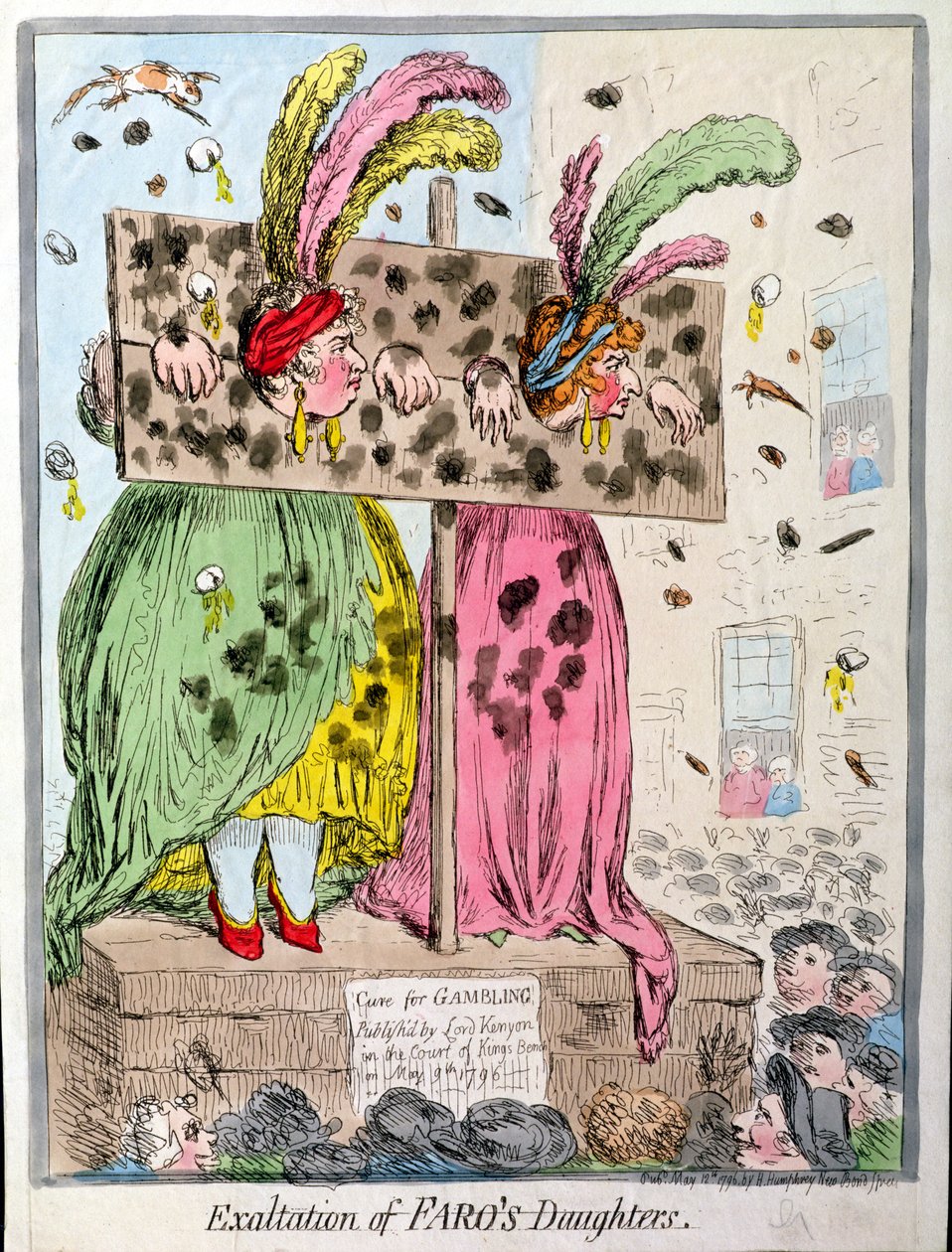 ファロの娘たちの称賛、1796年にハンナハンフリーによって発行された（手描きのエッチング） 作： ジェームズ・ギルレイ