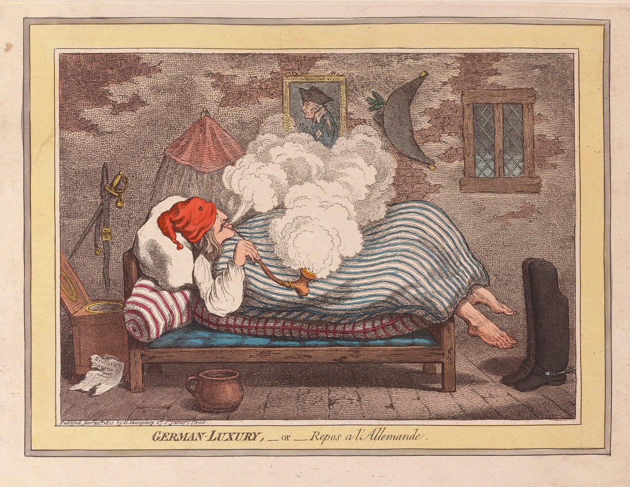 German Luxury or Repos a LAllemande、pub。 1800（手描きの彫刻） 作： ジェームズ・ギルレイ