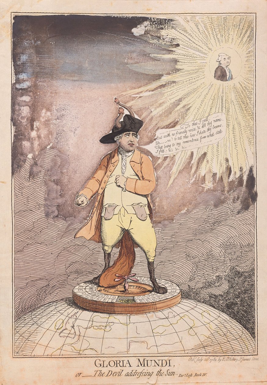 Gloria Mundi、またはThe DevilがSunに取り組んでいる、パブ。 1782（手描きの彫刻） 作： ジェームズ・ギルレイ