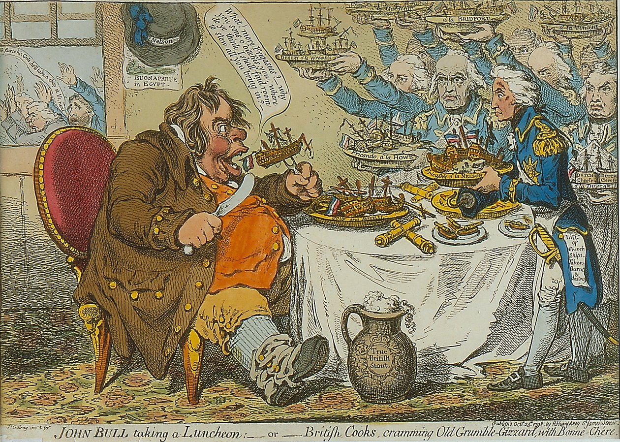 ジョンブルンランチョン、1798（カラーエッチング） 作： ジェームズ・ギルレイ
