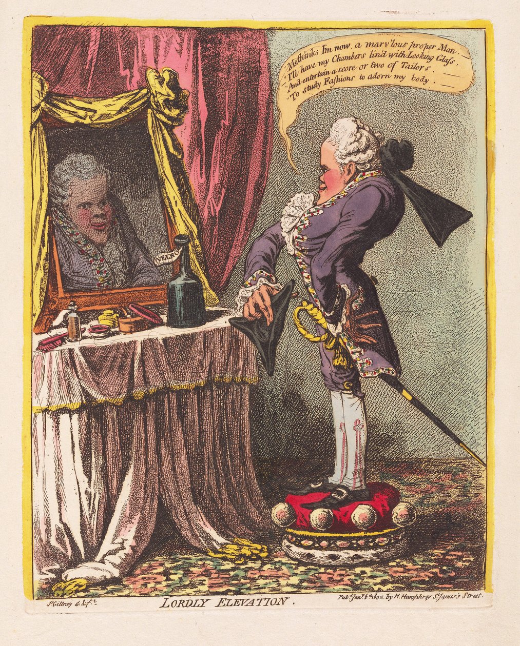 Lordly Elevation、パブ。 1802（手描きの彫刻） 作： ジェームズ・ギルレイ