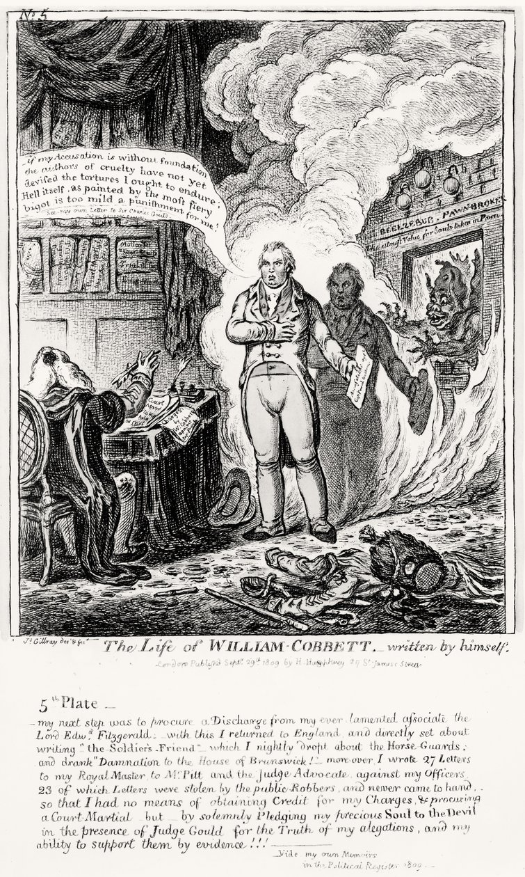 パブ自身が書いた、The William of William Cobbettのプレート5。 H・ハンフリー作、1809 作： ジェームズ・ギルレイ
