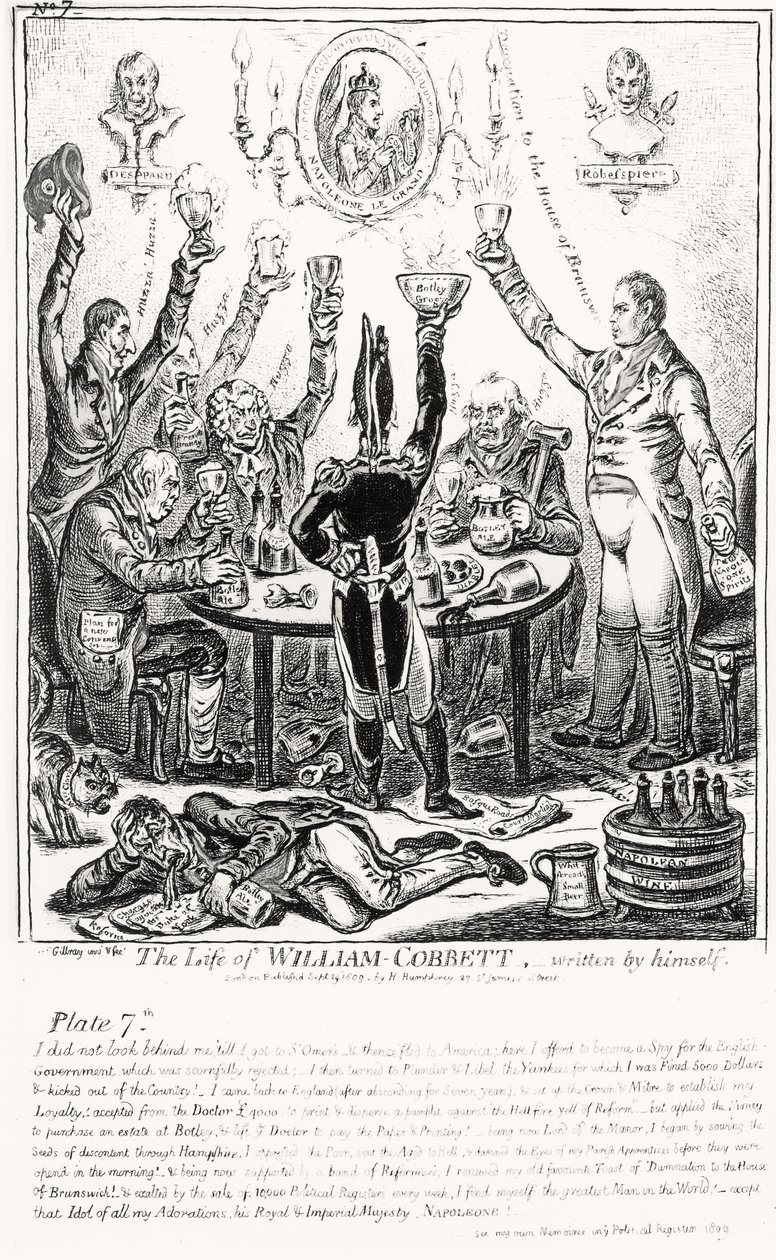 パブ自身が書いた、The William of William Cobbettのプレート7。 H・ハンフリー作、1809 作： ジェームズ・ギルレイ