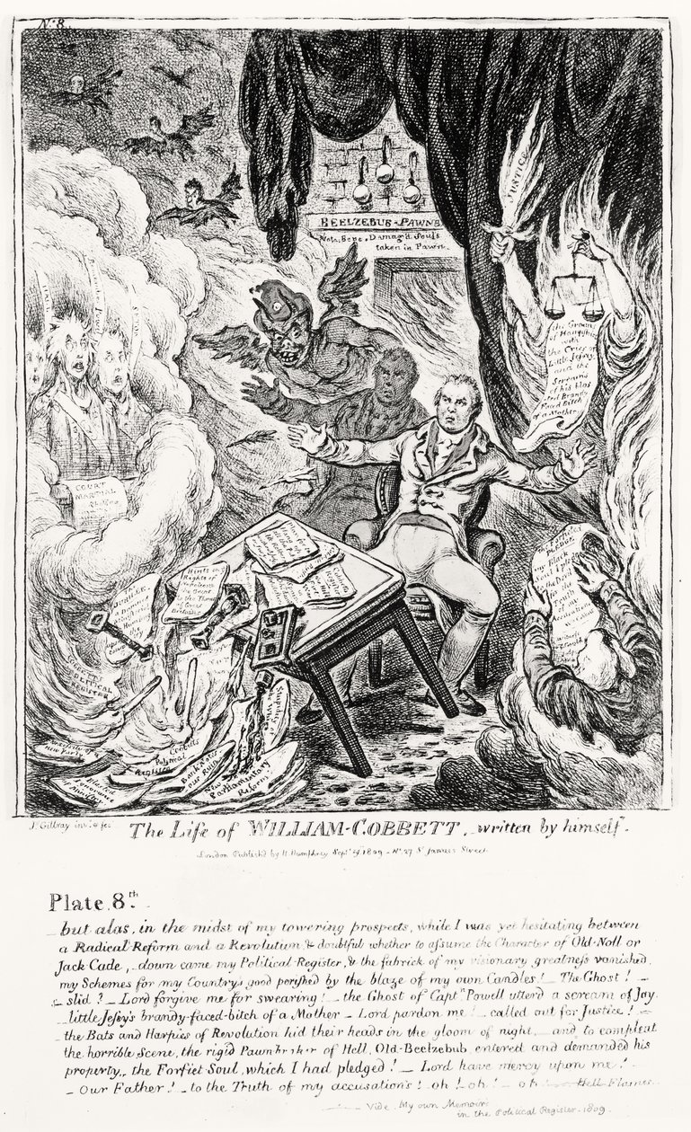 パブ自身が書いた、The William of William Cobbettのプレート8。 H・ハンフリー作、1809 作： ジェームズ・ギルレイ