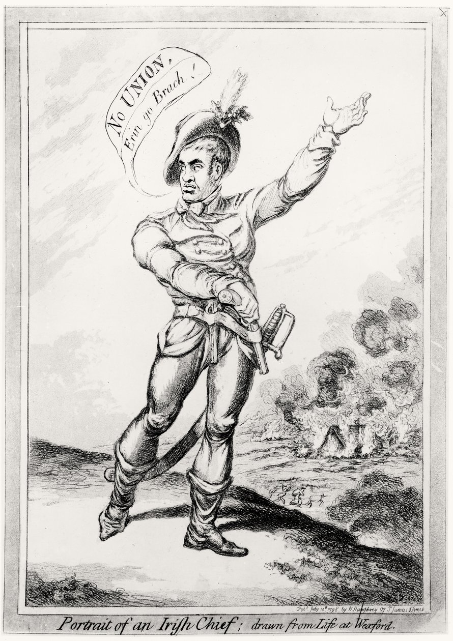 パブ、ウェックスフォードでの生活から描かれた、アイルランドの首長の肖像画。 H.ハンフリー作、1798年7月10日（色については123751を参照） 作： ジェームズ・ギルレイ