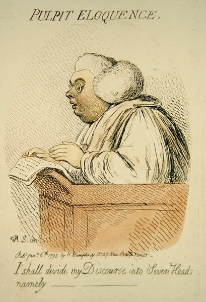 ハンナ・ハンフリーが1795年に出版した「Pulpit Eloquence」（手彩色のエングレービング）（191281の詳細） 作： ジェームズ・ギルレイ