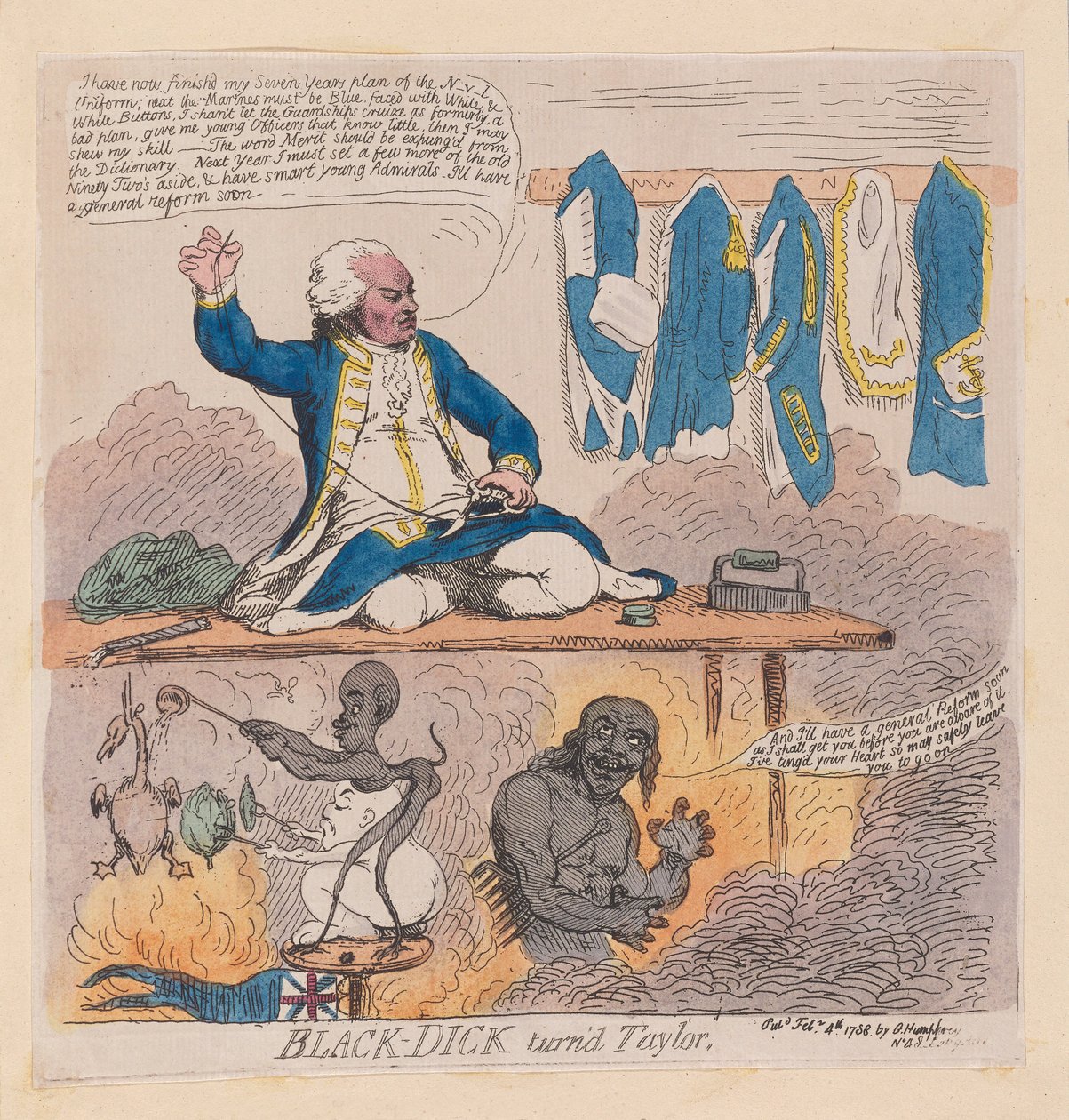 リチャードハウ、第1アールハウ（Black-Dick turnd taylor）、パブ。 1788（手彫り彫刻） 作： ジェームズ・ギルレイ