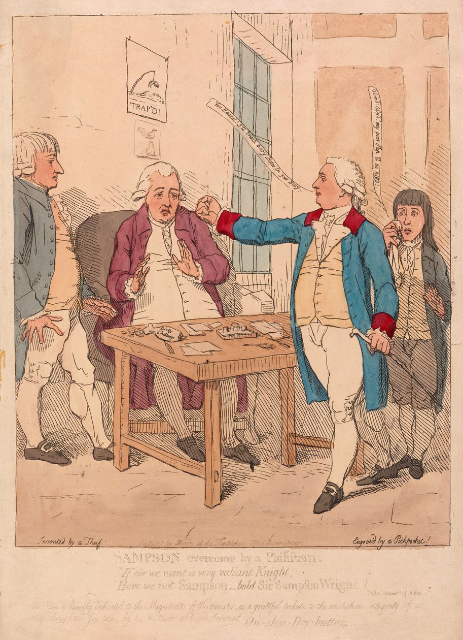 サンプソンはフィリステイン、パブに打ち勝った。 1782（手描きの彫刻） 作： ジェームズ・ギルレイ