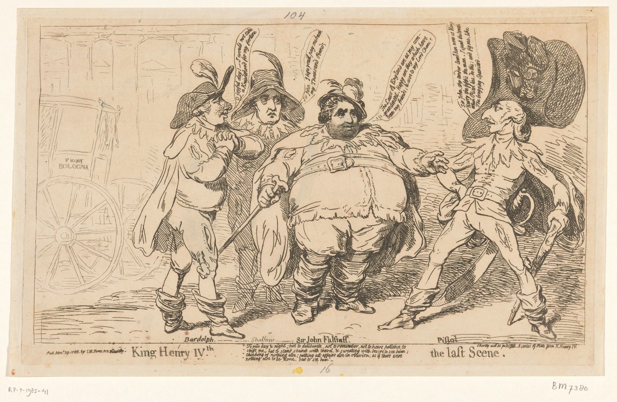 チャールズ・フォックスのスポットプリント、1788年 国王ヘンリー四世。 最後のシーン（オブジェクトのタイトル） 作： ジェームズ・ギルレイ