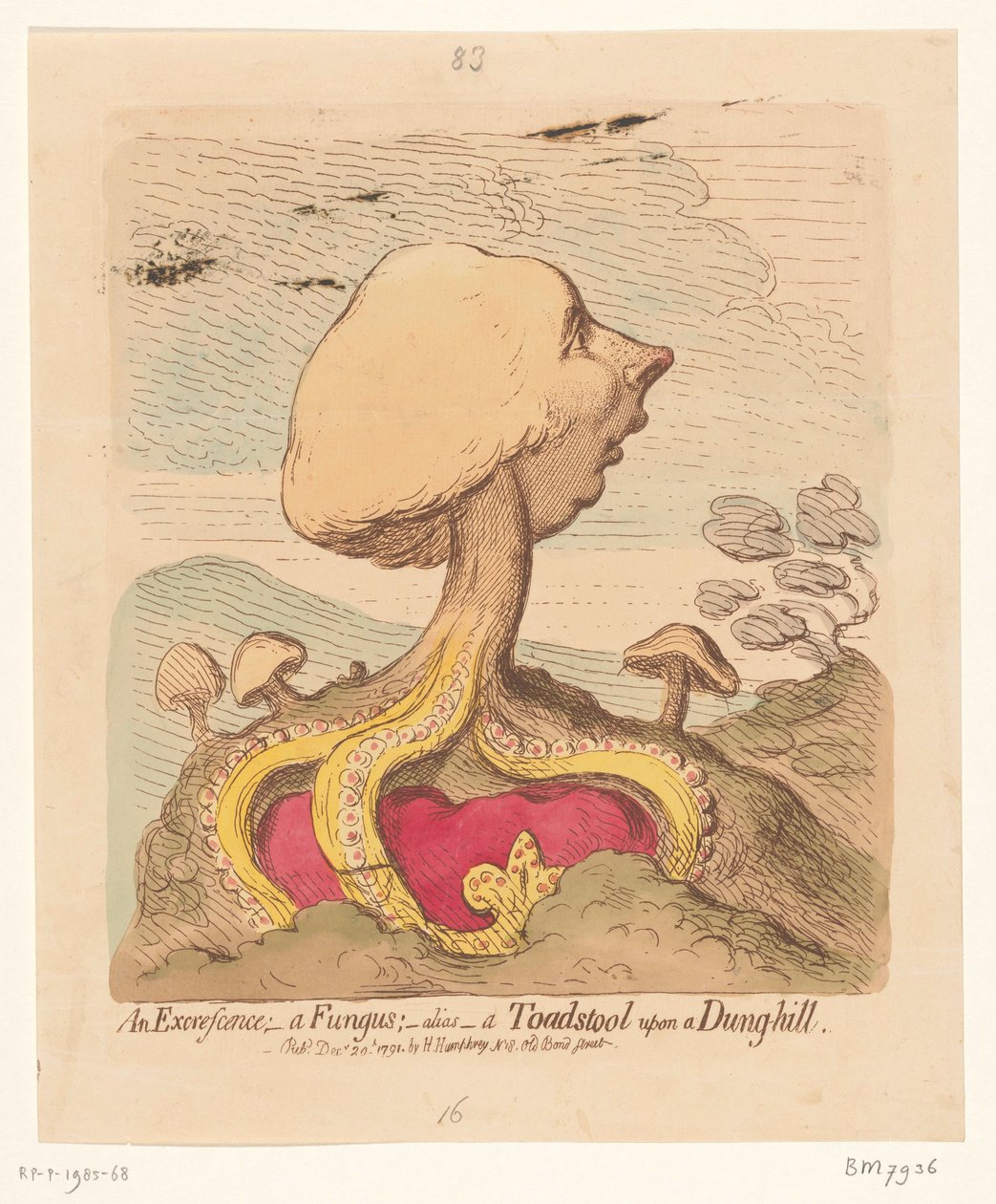 ウィリアム・ピット・ザ・ヤンガーの似顔絵、1791 排泄物; - 真菌; -alias- 糞の丘の毒キノコ 作： ジェームズ・ギルレイ