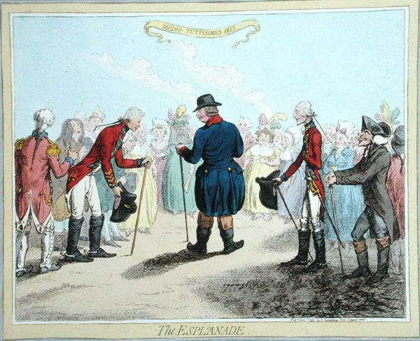 ハンナ・ハンフリーが1797年に出版した「エスプラネード」（手彩色の銅版画） 作： ジェームズ・ギルレイ