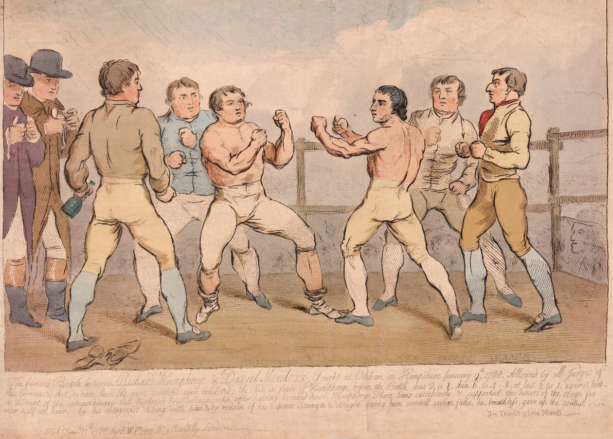 リチャードハンフリーズとダニエルメンドーサの有名な戦い、1788年1月9日、パブ。 1788（手彫り彫刻） 作： ジェームズ・ギルレイ