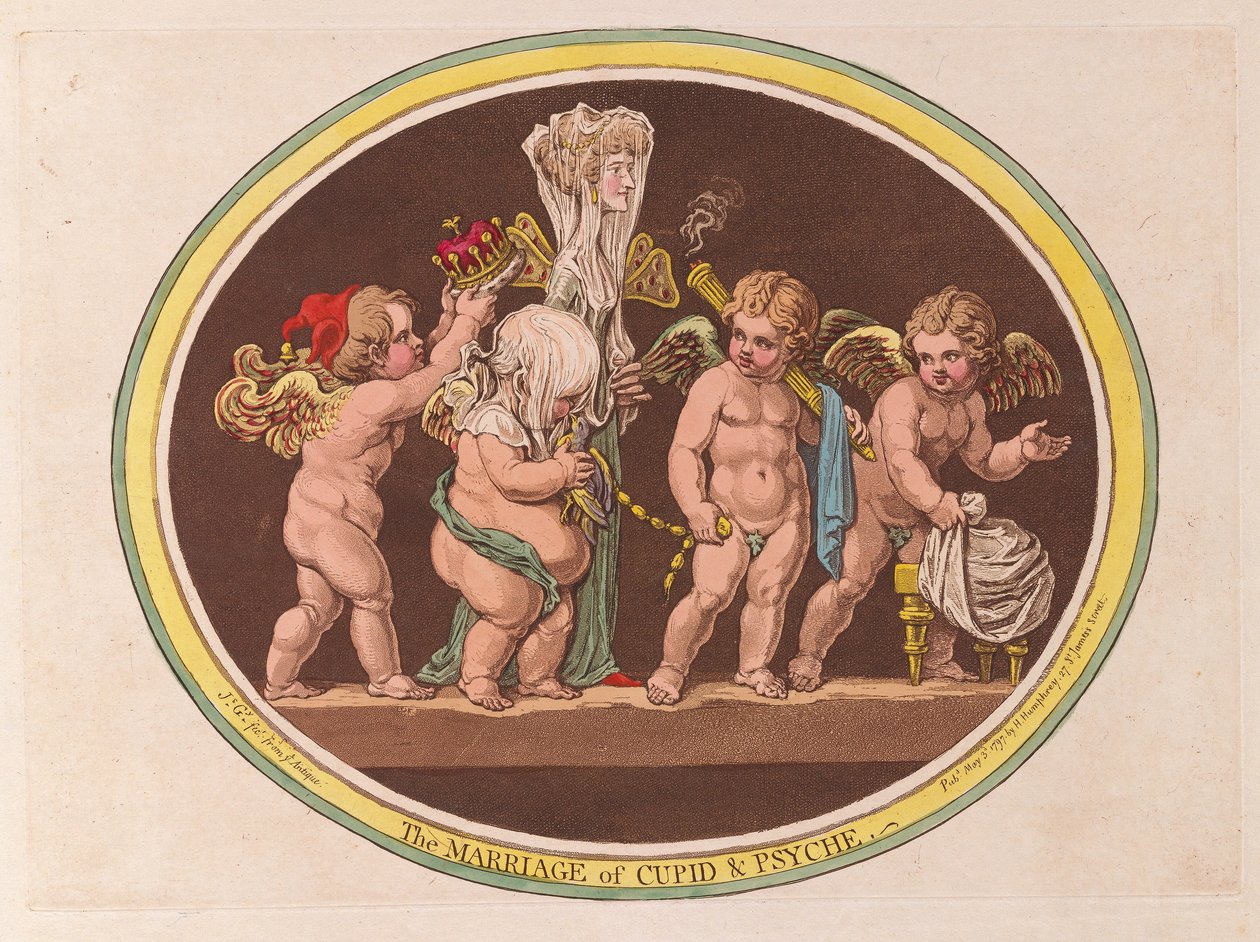キューピッドとプシュケの結婚、パブ。 1797年（手描きの彫刻） 作： ジェームズ・ギルレイ
