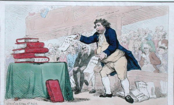 1788年にS.W.Foresが出版した「The Word Eater」（手彩色エッチング）。 作： ジェームズ・ギルレイ