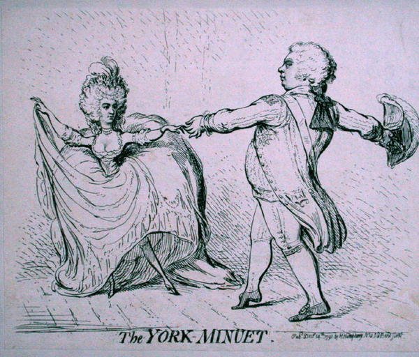 ハンナ・ハンフリーが1791年に出版した「ヨーク・メヌエット」（エッチング） 作： ジェームズ・ギルレイ