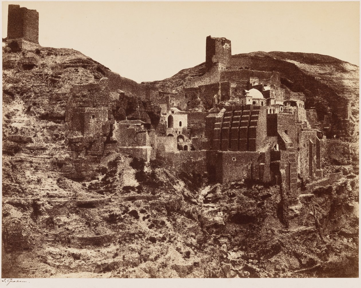 マル・サバ修道院、1855年頃。1855年（写真） 作： ジェームズ・グラハム