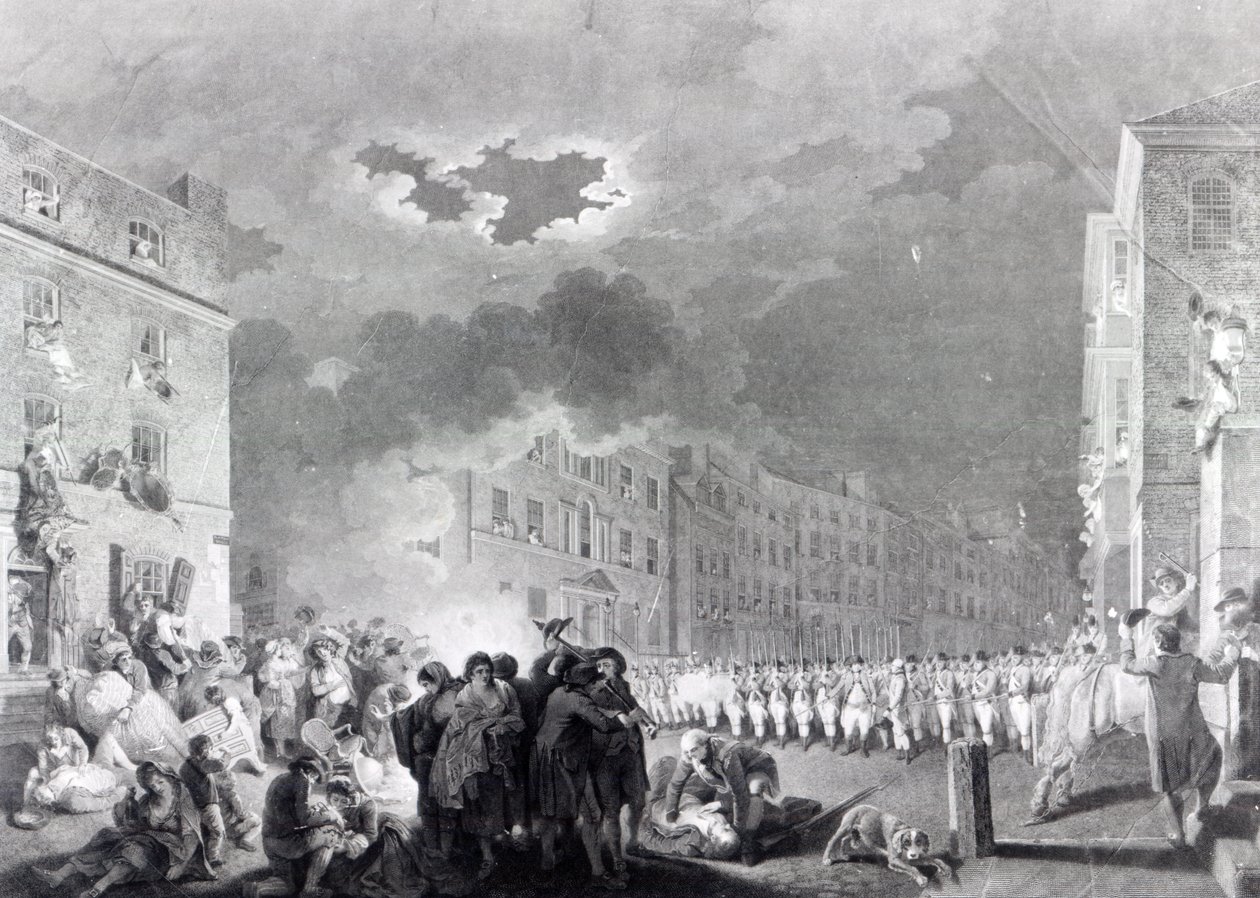 Broad Streetでの暴動、1780年6月 作： ジェームス・ヒース