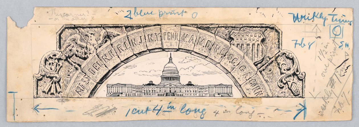 アメリカ合衆国議会議事堂、13 州のアーチの下 作： ジェームズ・ヘンリー・モーザー