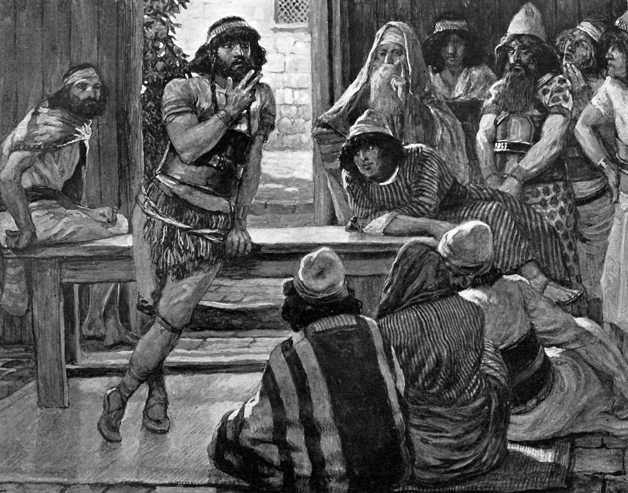 Samson puts forth a riddle by Tissot - Bible 作： ジェームズ・ジャック・ジョセフ（後）ティソ