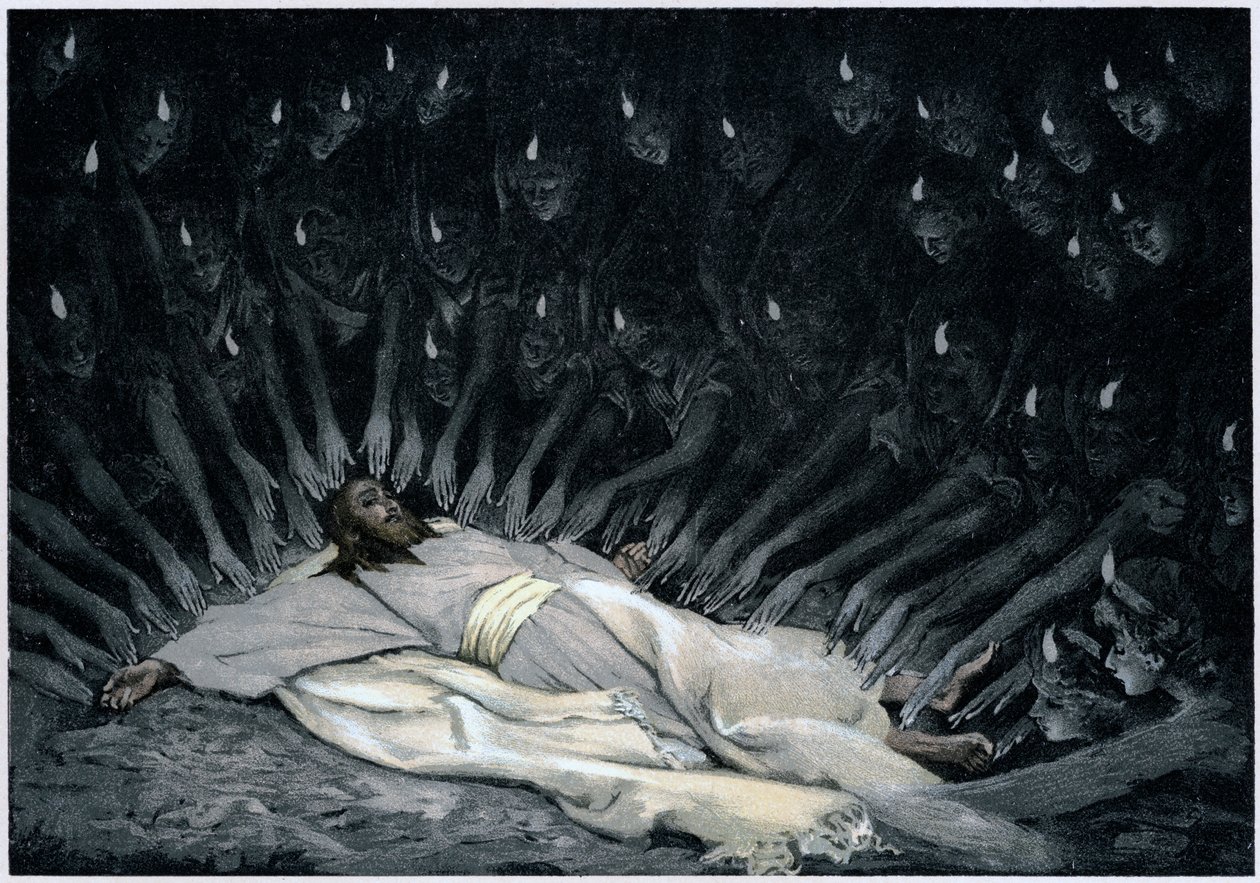 悪魔がイエスを去った後、天使たちがイエスに仕えた、1897 作： ジェームズ・ジャック・ジョセフ・ティソ