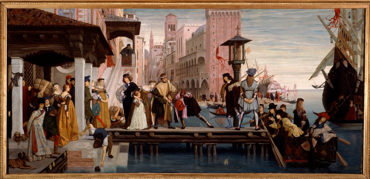 放蕩息子の旅立ち。ジャック・ジョセフ(Jacques-Joseph) Tissot dit James Tissot (1836-1902)の絵画、Ec.Fr. 作： ジェームズ・ジャック・ジョセフ・ティソ