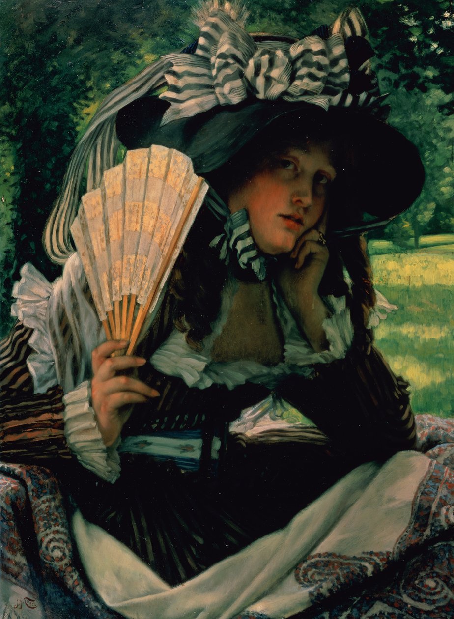 ファンを持つ少女c.1870-71 作： ジェームズ・ジャック・ジョセフ・ティソ