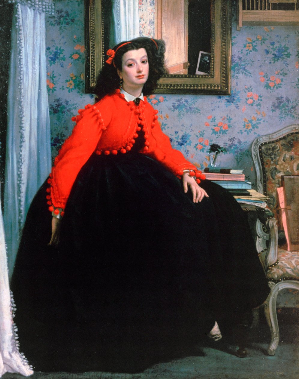 Mlle LLの肖像、赤いジャケットの若い女性、1864年。 作： ジェームズ・ジャック・ジョセフ・ティソ