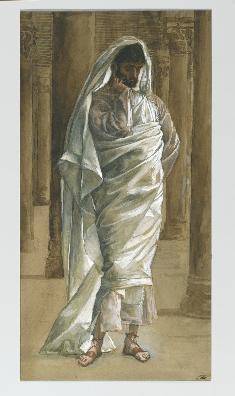 聖トマス、「私たちの主イエス・キリストの生涯からの挿絵」、1886-94年（紙のグラファイトの上にトイレ） 作： ジェームズ・ジャック・ジョセフ・ティソ