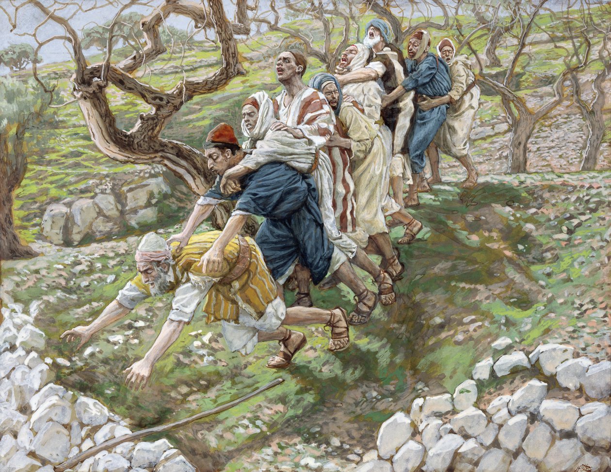 The Blind Leading the Blind、illustration for The Life of Christ、c.1886-94（wc＆gouache on paperboard） 作： ジェームズ・ジャック・ジョセフ・ティソ