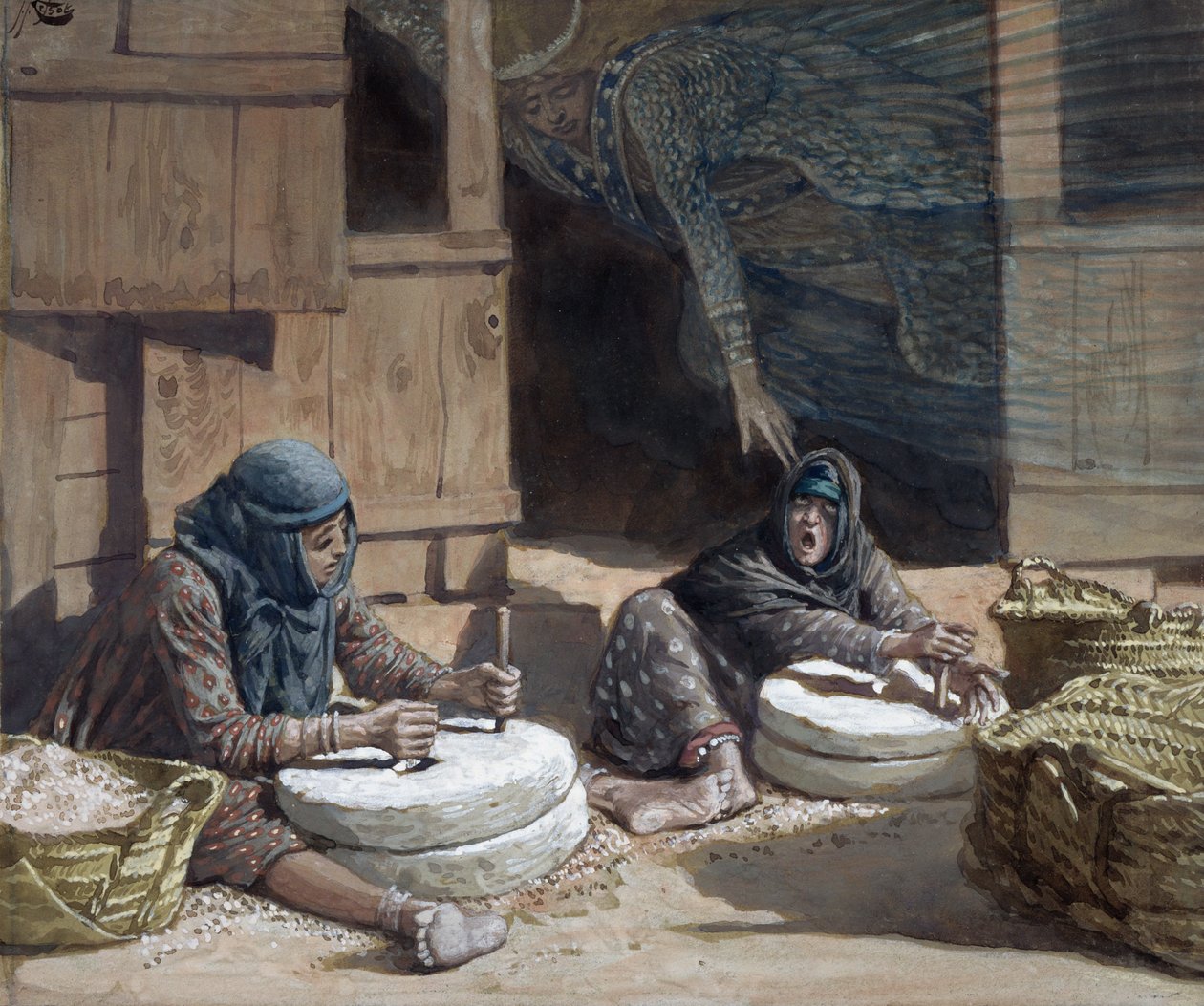 ミルの二人の女性、キリストの生涯の挿絵、1886-94年（板紙にトイレとガッシュ） 作： ジェームズ・ジャック・ジョセフ・ティソ