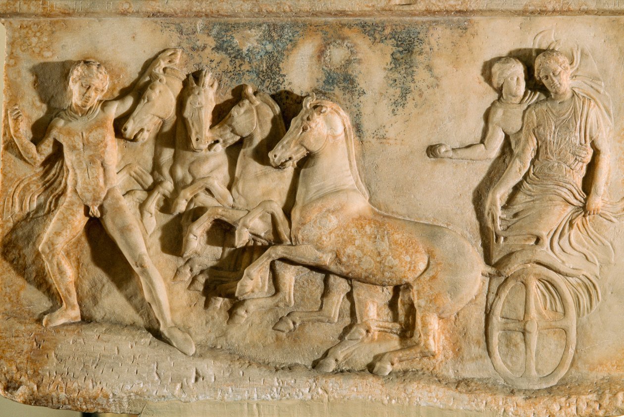 ファレロンから出土した古代の浮き彫り。エケロスがバシレを... 作： ジェームス・L・スタンフィールド