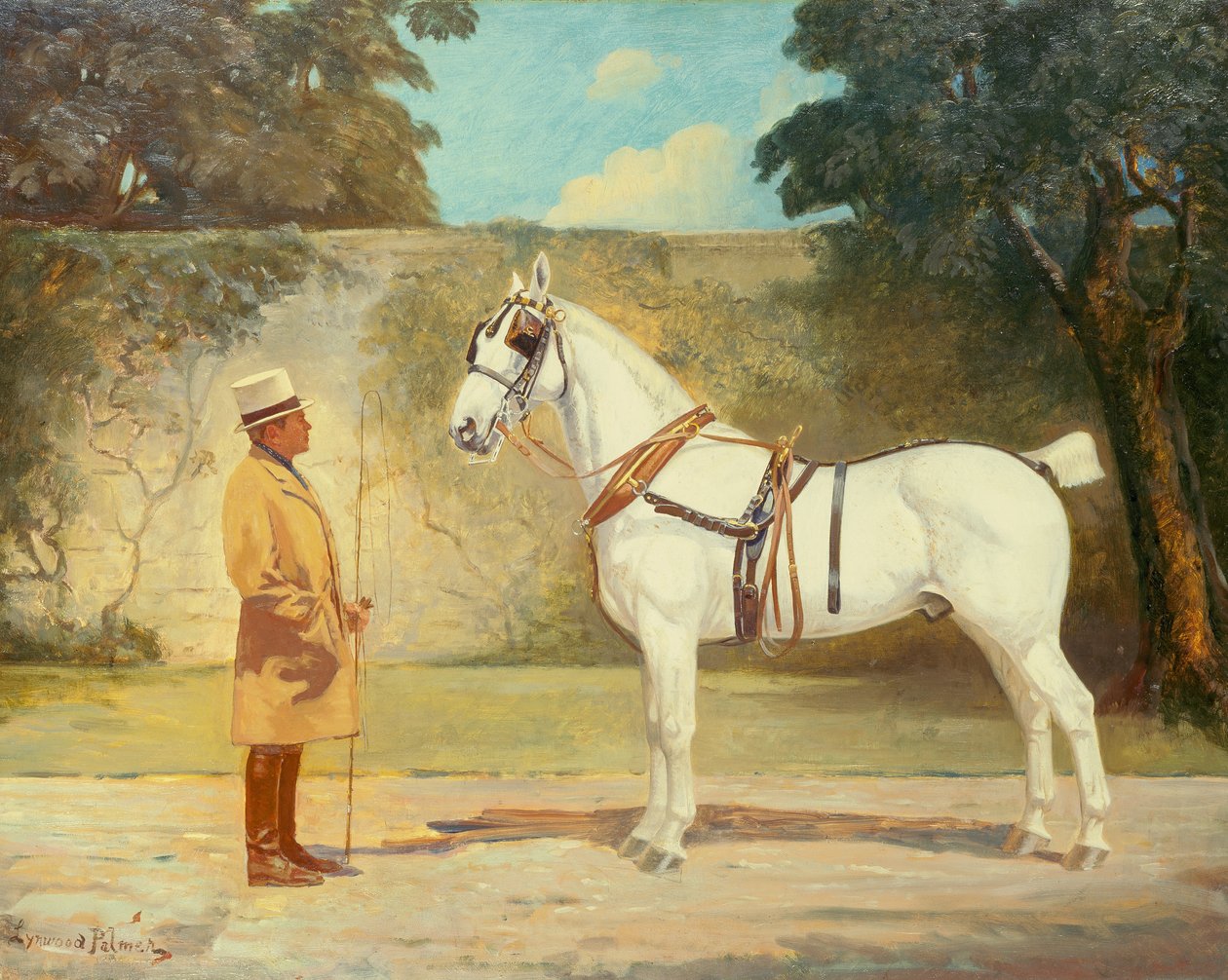 アンブローズ・クラークとお気に入りの馬車馬（油彩・キャンバス） 作： ジェームス・リンウッド・パーマー