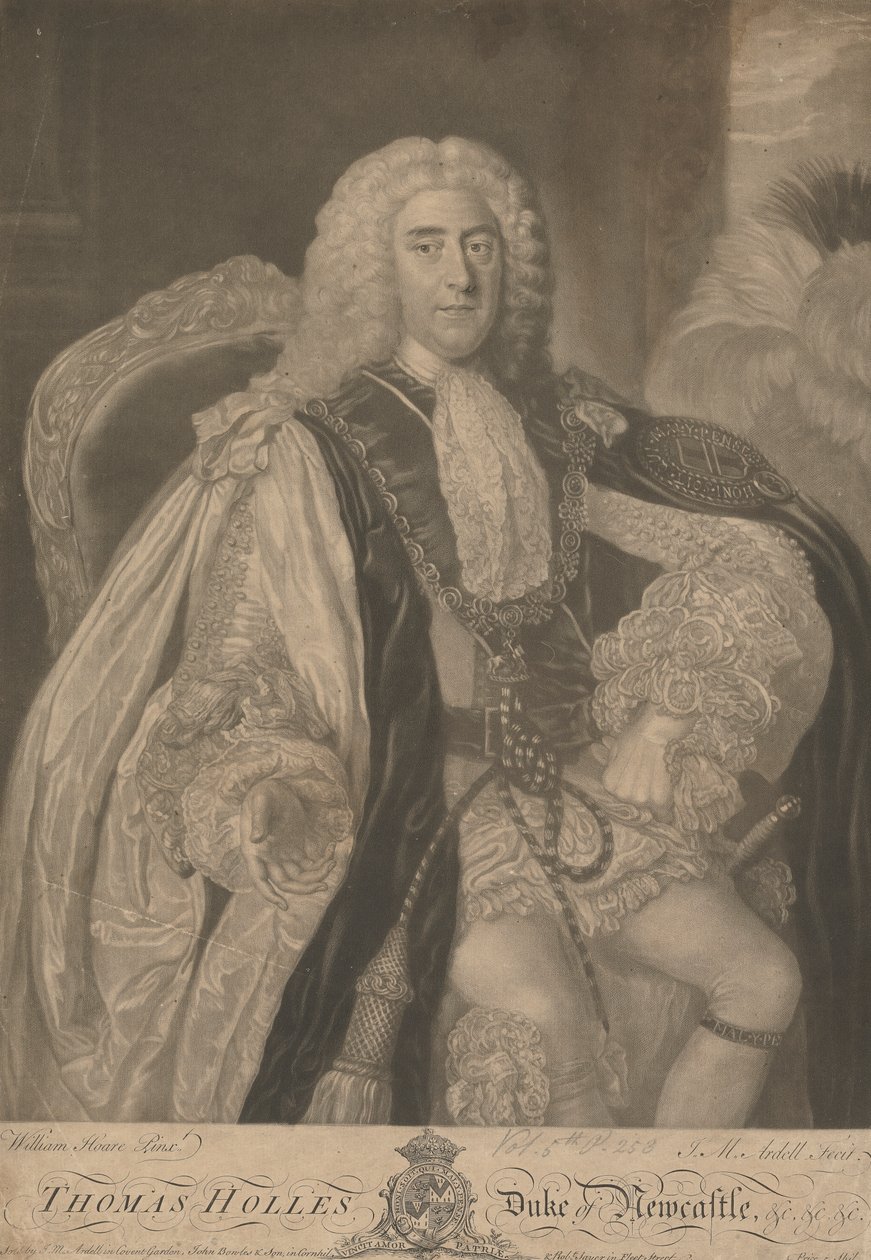 Thomas Pelham-Holles, 1º Duque de Newcastle upon Tyne e 1º Duque de Newcastle sob Lyme 作： ジェームズ・マッカーデル